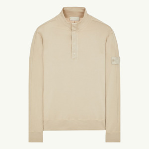 Clothing: Sweatshirt Ghost Patch Quarter Snap - Beige 9080