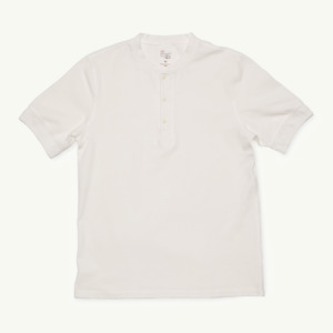 Clothing: Short Sleeve Henley T-Shirt - Ecru