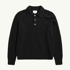 Rasmus Relaxed Brushed Polo - Black