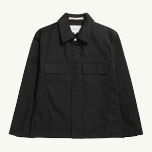 Clothing: Pelle Fine Broken Twill Overshirt - Black