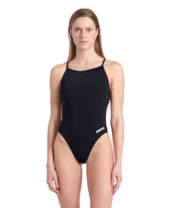 Women: arena Performance Women's Solid Lace Back Swimsuit Black