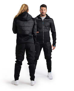 Arena Team Unisex Half-Quilted Hooded Jacket - Black