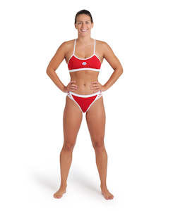 Arena Performance Women's Icons Solid Cross Back Bikini - Red - White