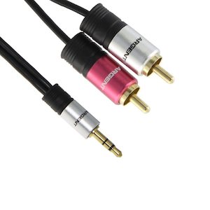 10m Argent 3.5mm to 2 x RCA