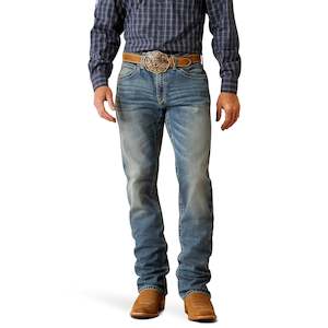 Denim: M2 Traditional Relaxed Buster Boot Cut Jeans