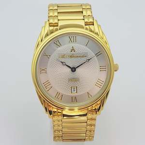 Plant, garden: St Alexander GS512 Gents Gold Bezel Quartz Analogue Dress Watch