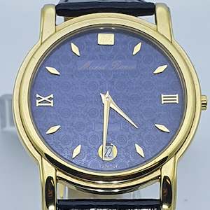 Michel Renee GS505 Gents Gold Blue Date