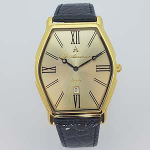 St Alexander GS500 Gents Gold Bezel Quartz Hexagonal Face Analogue Dress Watch