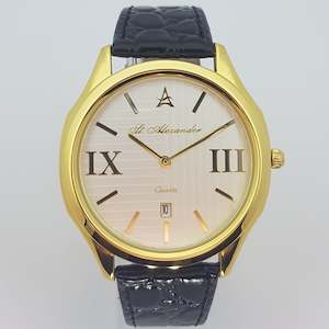 St Alexander GS503 Gents Gold Bezel Quartz Analogue Dress Watch