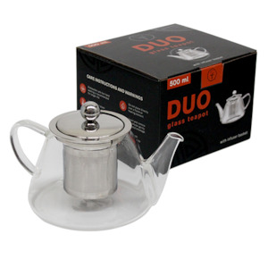 Duo 500ml Glass Teapot with Infuser Basket