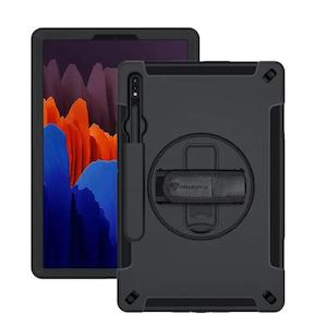 Internet only: RIN-SS-X800 | Samsung Galaxy Tab S8+ S8 Plus SM-X800 / X806 & S7+ / S7 FE | Rainproof military grade rugged case with hand strap and kick-stand