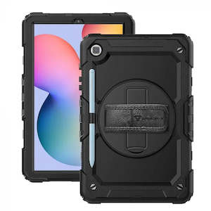 Internet only: GEN-SS-P610 | Samsung Galaxy Tab S6 Lite SM-P620 P625 (2024) / SM-P613 P619 (2022) / SM-P610 P615 (2020) | Rainproof military grade rugged case with hand strap and kick-stand