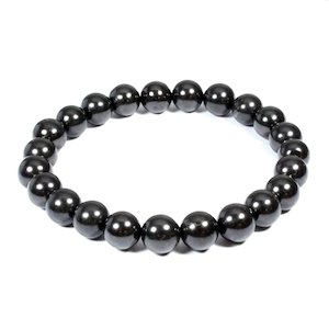 BLACK SHUNGITE BEAD BRACELET 8mm