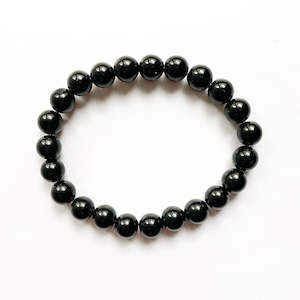 BLACK TOURMALINE BEAD BRACELET 6mm