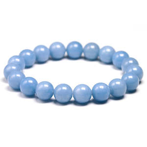 Bracelets: ANGELITE BEAD BRACELET -10MM