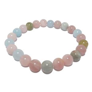 AQUAMARINE + MORGANITE BEAD BRACELET - 8mm