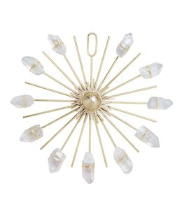 Aura Quartz point Sunburst Healing crystal grid - Gold