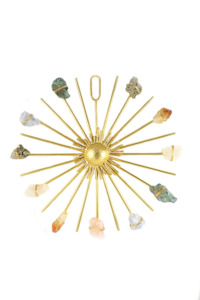 Rainbow Sunburst Healing crystal grid - Gold