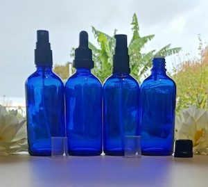 Bottles: 100ml Blue Glass Bottle – Seconds