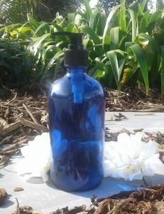 500ml Blue Glass Bottle with Pump Top