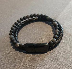 Leather and Lava Double Band Aromatherapy Diffuser Bracelet