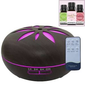 Oil Diffuser: 550ml Dark Diffuser & 3 Fragrance Oils