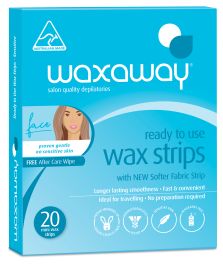 Waxaway Ready To Use Face Strips Sensitive 20pk