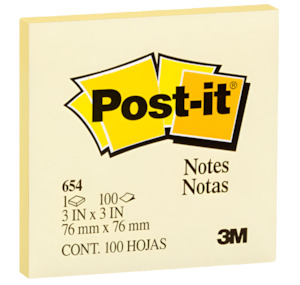 Post-it Notes Yellow 654-1 76x76mm 100 sheet pads