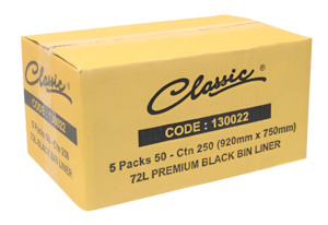 Classic 72L Bin Liners Black