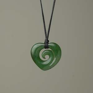 Pounamu Heart Koru Medium Pendant