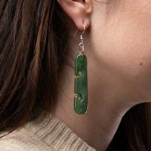 Medium Drop Koru Pounamu Earrings 50mm