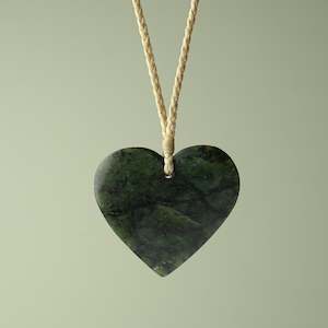 Large Kawakawa Pounamu Heart Pendant