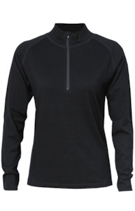 Womens Half Zip Merino - Black