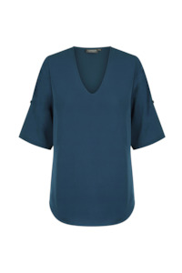 Career By Gloweave: Reese V Neck Top - Denim