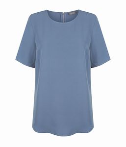 Career By Gloweave: Short Sleeve Soft Taylor Top - Denim