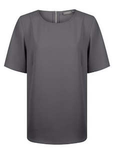 Career By Gloweave: Short Sleeve Soft Taylor Top - Charcoal