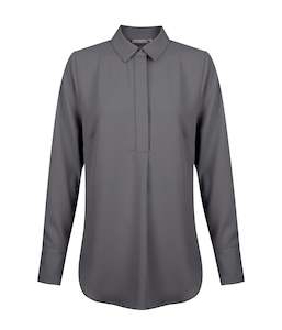 Career By Gloweave: Long Sleeve Soft Quinn Top - Charcoal