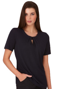 Women's Keyhole Knit Blouse - Black