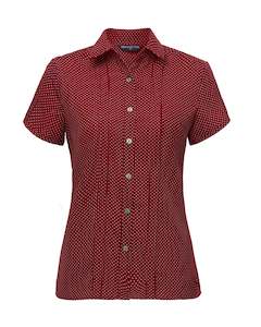 Stretch Spot Blouse Short Sleeve - Red