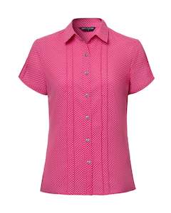 Stretch Spot Blouse Short Sleeve - Pink