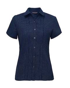 Stretch Spot Blouse Short Sleeve - Navy