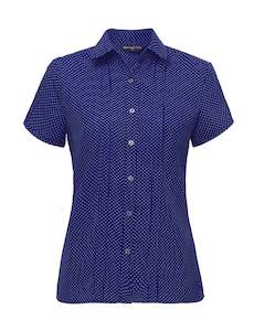 Stretch Spot Blouse Short Sleeve - Cobalt