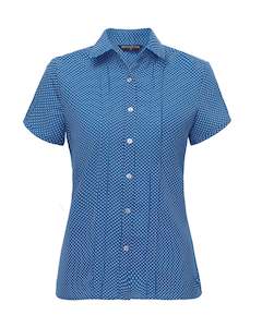 Stretch Spot Blouse Short Sleeve - Blue