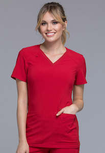 Cherokee Women's iFlex V-Neck Panel Top - Red