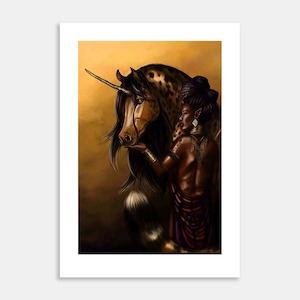 The King Cheetahcorn and His Queen Art Print By Roxanne Milson