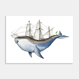 Set Sail Whale Art Print By Matt Coates