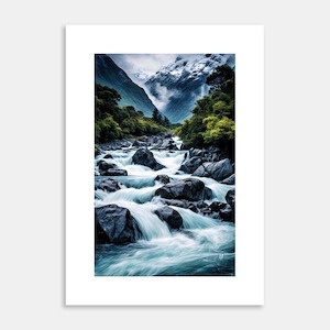 Untamed Mountain Rapids Art Print by Hiriwā Digital Art