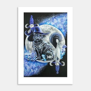 Witchy Cat Art Print By Roxanne Milson