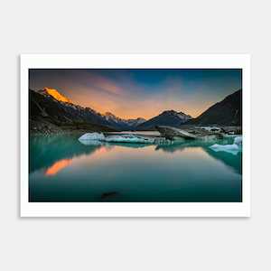 Fire and Ice – Tasman Lake Mt Cook Art Print By Michelle Durrant