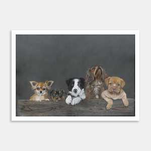 Puppies On Log Art Print By Lynn Fuller